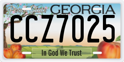 GA license plate CCZ7025