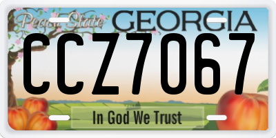 GA license plate CCZ7067