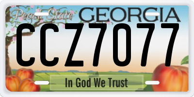 GA license plate CCZ7077