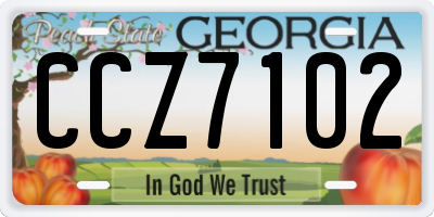 GA license plate CCZ7102