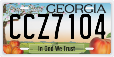 GA license plate CCZ7104