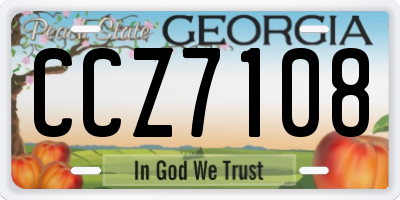 GA license plate CCZ7108