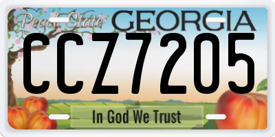GA license plate CCZ7205