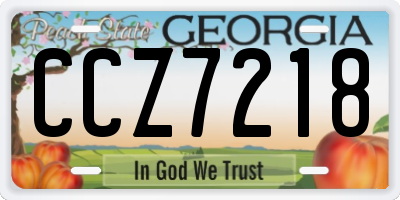 GA license plate CCZ7218