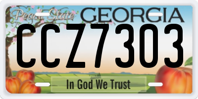 GA license plate CCZ7303