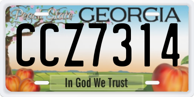 GA license plate CCZ7314