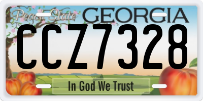 GA license plate CCZ7328