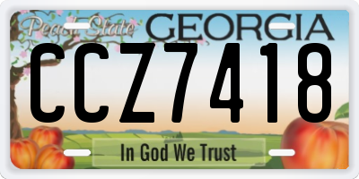 GA license plate CCZ7418