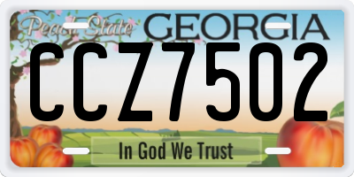 GA license plate CCZ7502