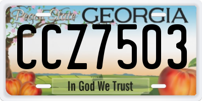 GA license plate CCZ7503