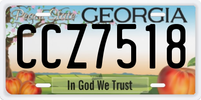 GA license plate CCZ7518