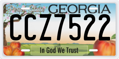 GA license plate CCZ7522