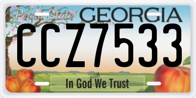GA license plate CCZ7533