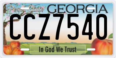 GA license plate CCZ7540