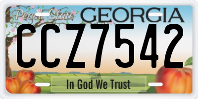 GA license plate CCZ7542