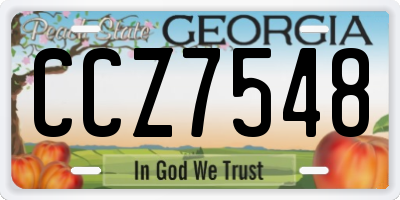 GA license plate CCZ7548
