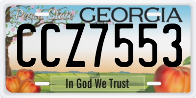 GA license plate CCZ7553