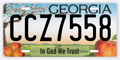 GA license plate CCZ7558