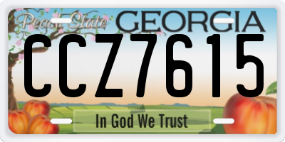 GA license plate CCZ7615