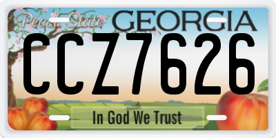 GA license plate CCZ7626
