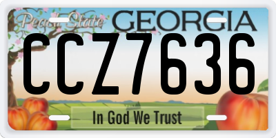 GA license plate CCZ7636
