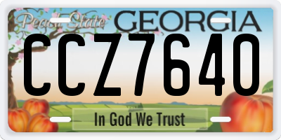 GA license plate CCZ7640