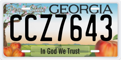 GA license plate CCZ7643