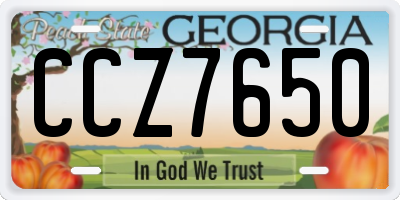GA license plate CCZ7650