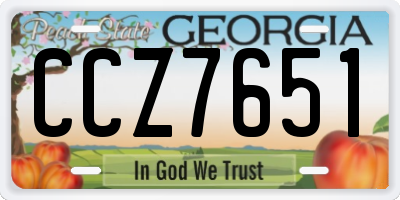 GA license plate CCZ7651