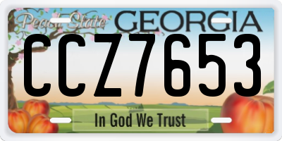 GA license plate CCZ7653