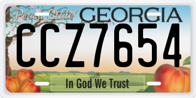 GA license plate CCZ7654