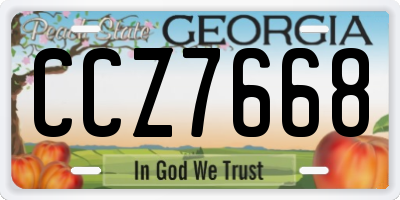 GA license plate CCZ7668