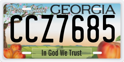 GA license plate CCZ7685