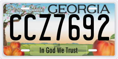 GA license plate CCZ7692