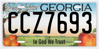 GA license plate CCZ7693