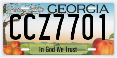 GA license plate CCZ7701