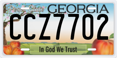 GA license plate CCZ7702