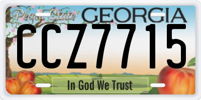 GA license plate CCZ7715