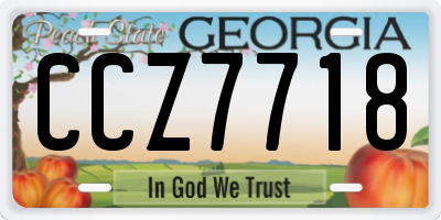 GA license plate CCZ7718