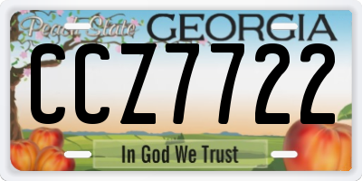 GA license plate CCZ7722