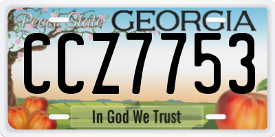 GA license plate CCZ7753
