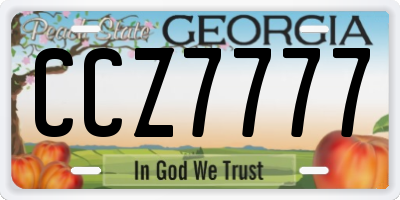 GA license plate CCZ7777