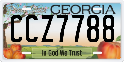 GA license plate CCZ7788