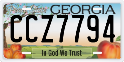 GA license plate CCZ7794