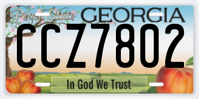 GA license plate CCZ7802