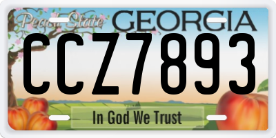 GA license plate CCZ7893