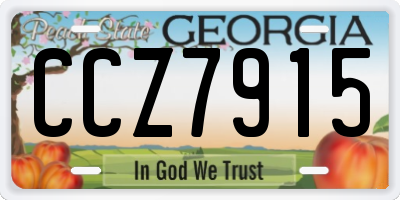 GA license plate CCZ7915