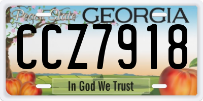 GA license plate CCZ7918