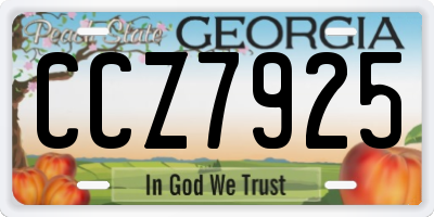 GA license plate CCZ7925