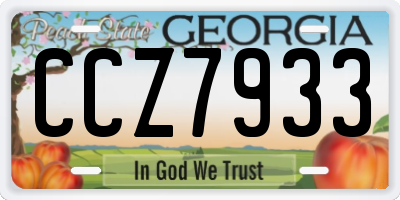 GA license plate CCZ7933